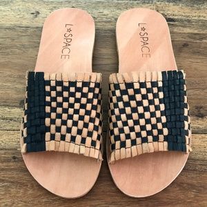 L*SPACE “Breaking Waves” Leather Slide Sandal